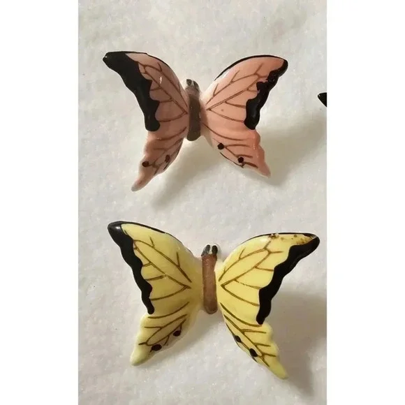 Vintage Hand Painted Japan Porcelain Butterfly Pins Pink, Lavender Pin Picks - Picture 2 of 10